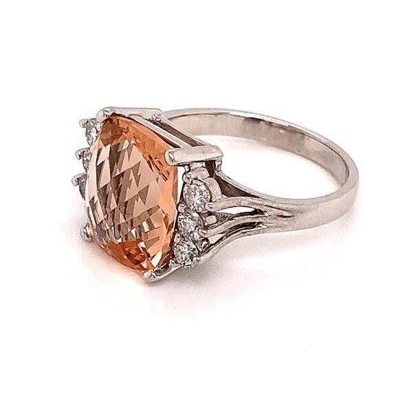Diamond Morganite Ring Size 7.25 14k Gold 5.60 TCW Certified $5,950 120600 - Picture 13 of 14